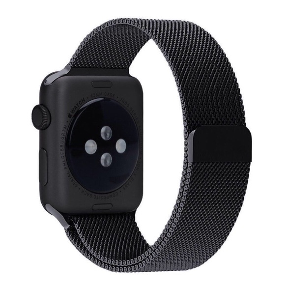 Black Milanese Loop Apple Watch Band 42mm - Picture 2 of 5